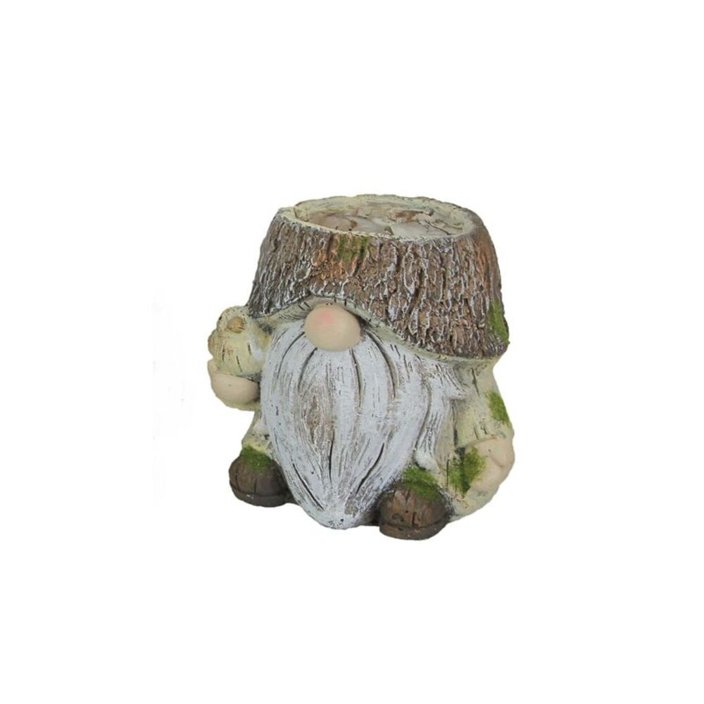 Resin Bark Gnome Planter Figurine Flower Pot Decor